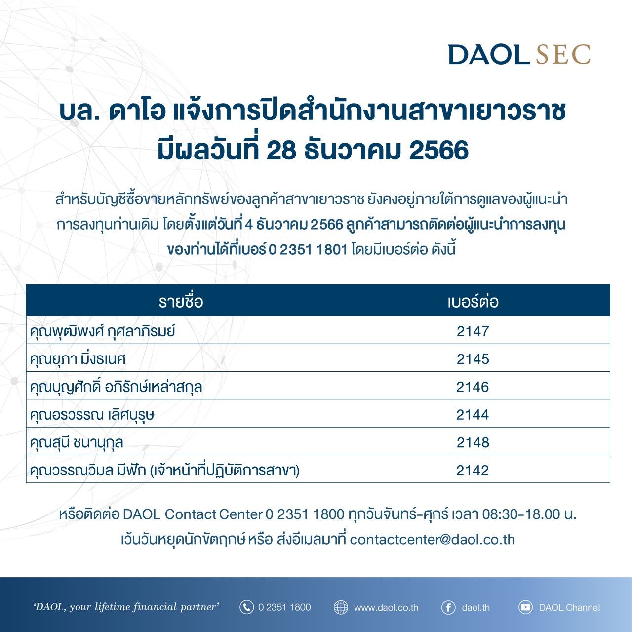 สื่อสาร   ปิดสาขาเยาวราช